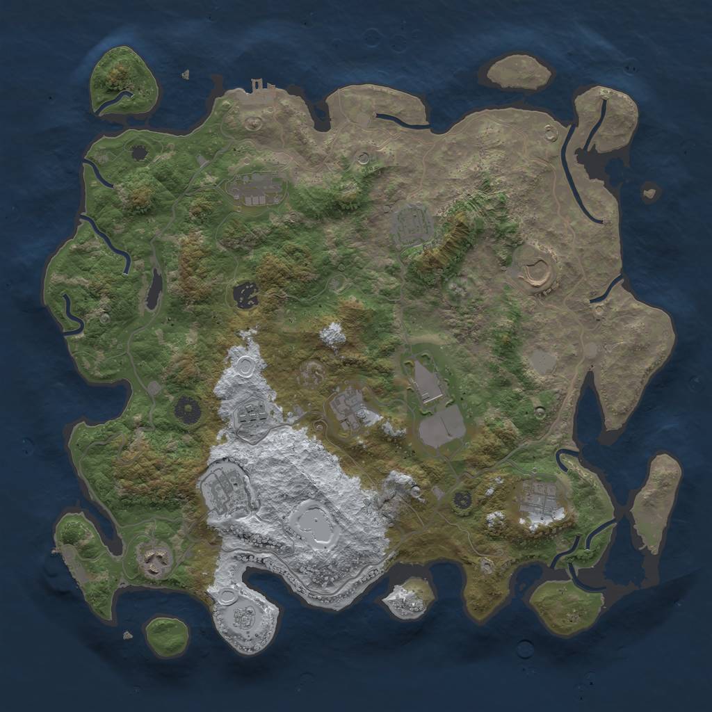 Rust Map: Procedural Map, Size: 4000, Seed: 511867758, 19 Monuments