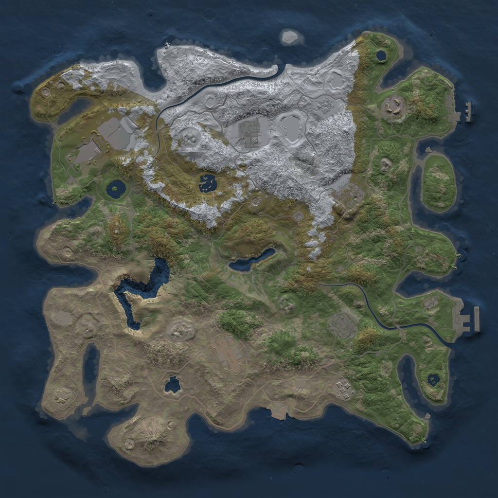 Rust Map: Procedural Map, Size: 4000, Seed: 18654, 14 Monuments