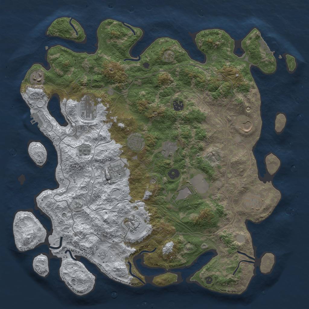Rust Map: Procedural Map, Size: 4250, Seed: 833609266, 20 Monuments