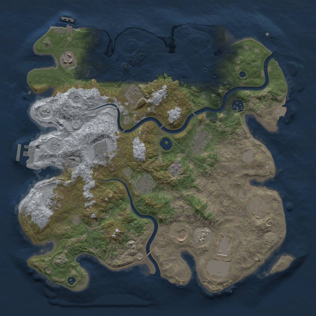 Rust Map: Procedural Map, Size: 3850, Seed: 1948728073, 17 Monuments