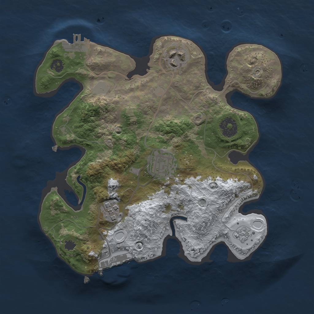 Rust Map: Procedural Map, Size: 2500, Seed: 24250, 11 Monuments