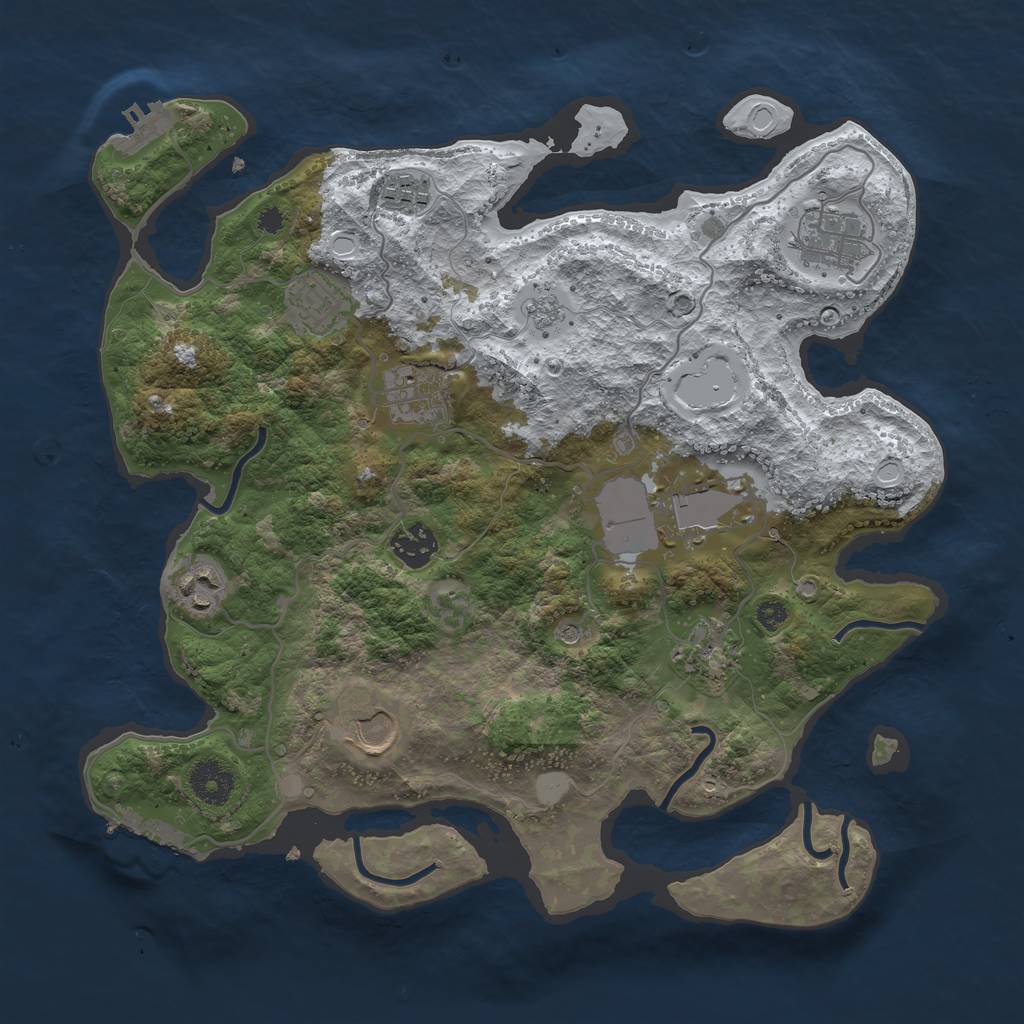 Rust Map: Procedural Map, Size: 3500, Seed: 262659, 18 Monuments