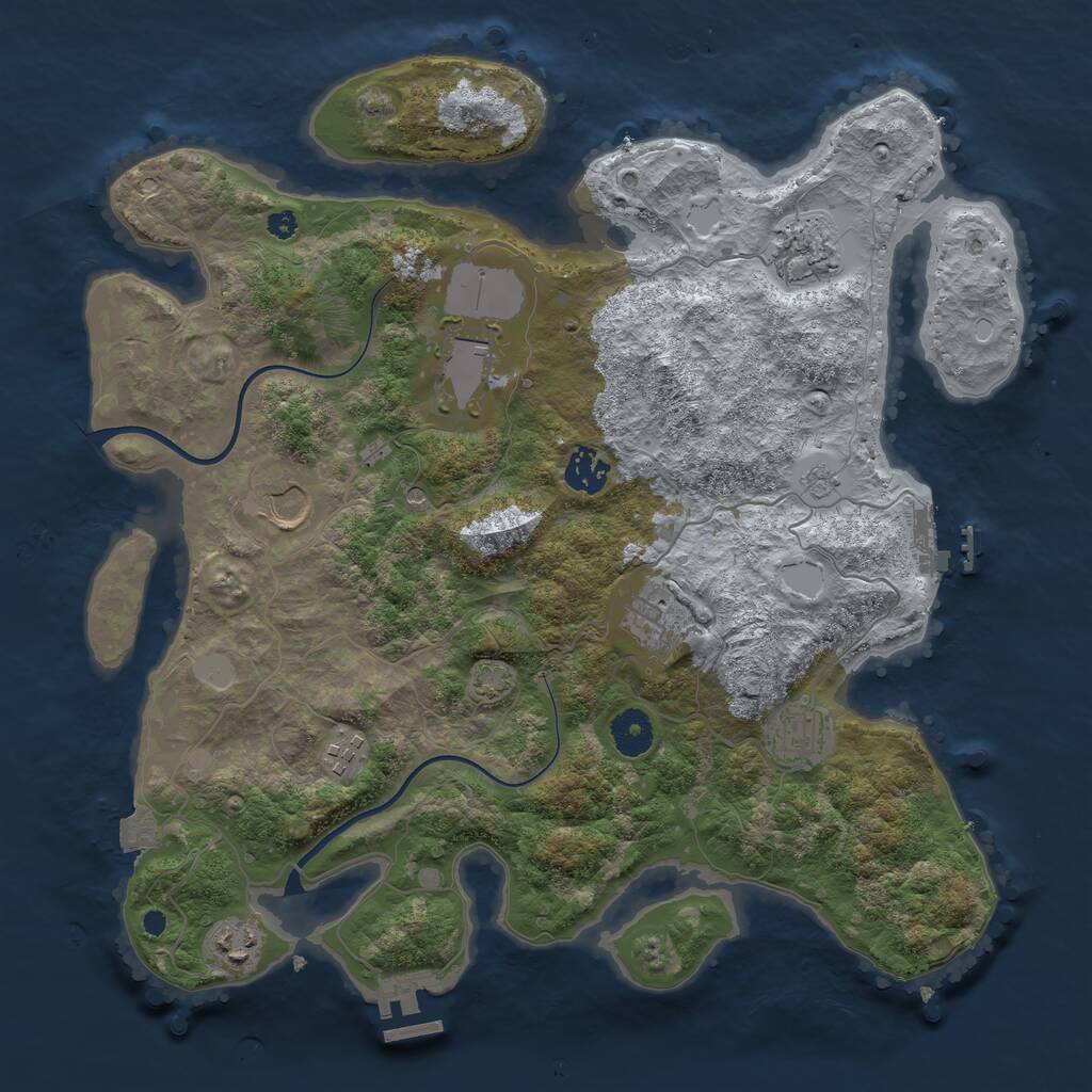 Rust Map: Procedural Map, Size: 3700, Seed: 446162552, 14 Monuments