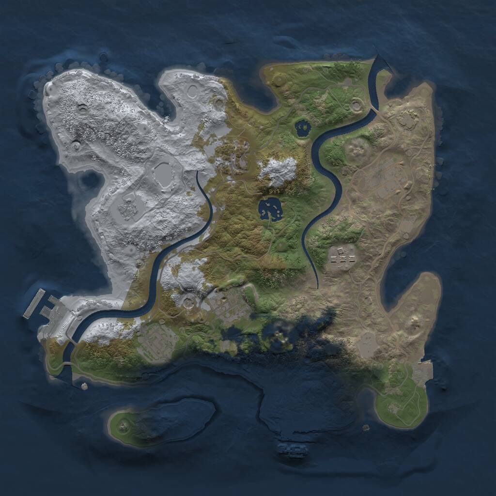 Rust Map: Procedural Map, Size: 3000, Seed: 264933264, 12 Monuments