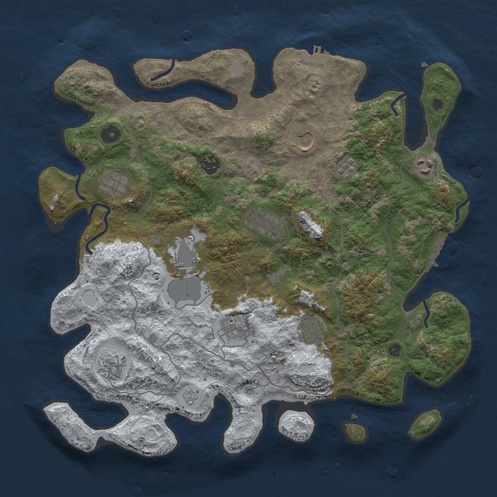 Rust Map: Procedural Map, Size: 4000, Seed: 255178915, 19 Monuments