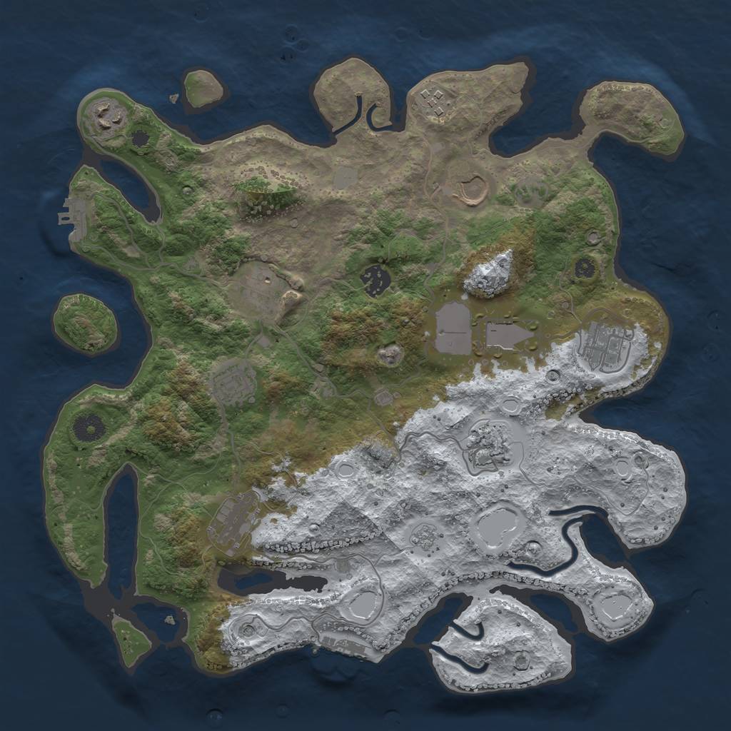 Rust Map: Procedural Map, Size: 3672, Seed: 369825, 19 Monuments