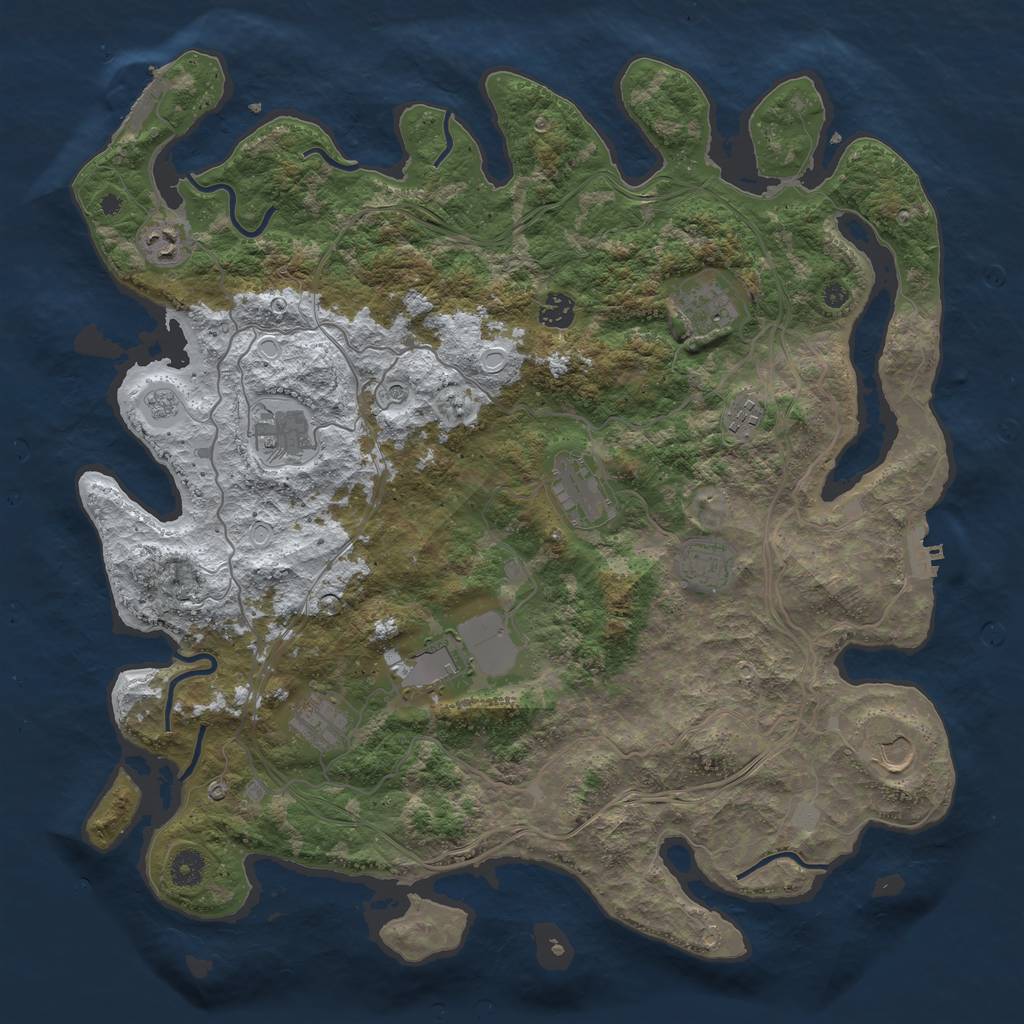 Rust Map: Procedural Map, Size: 4255, Seed: 732268838, 19 Monuments