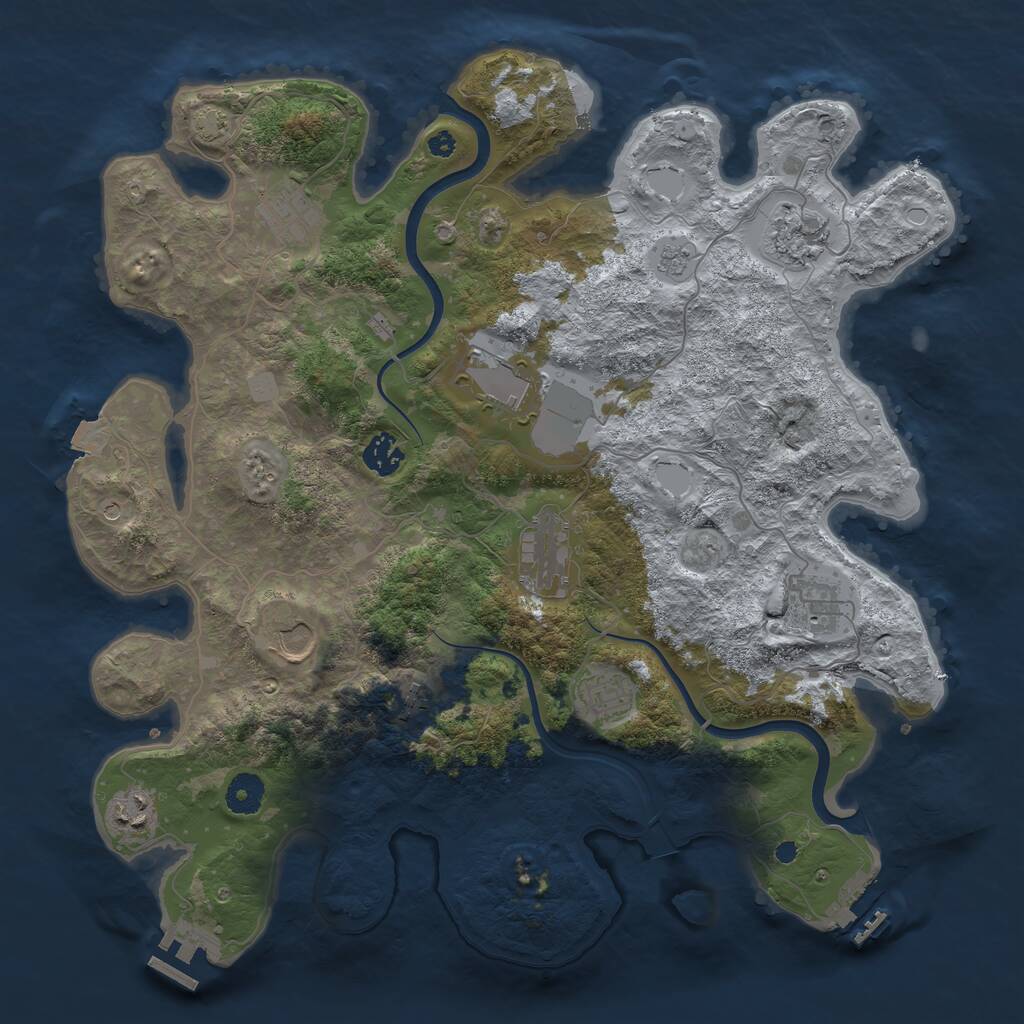 Rust Map: Procedural Map, Size: 3850, Seed: 64902396, 16 Monuments