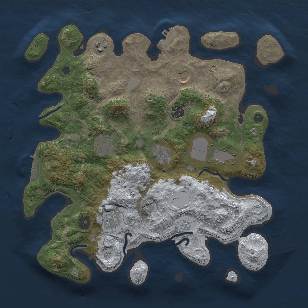 Rust Map: Procedural Map, Size: 3500, Seed: 1323064030, 16 Monuments
