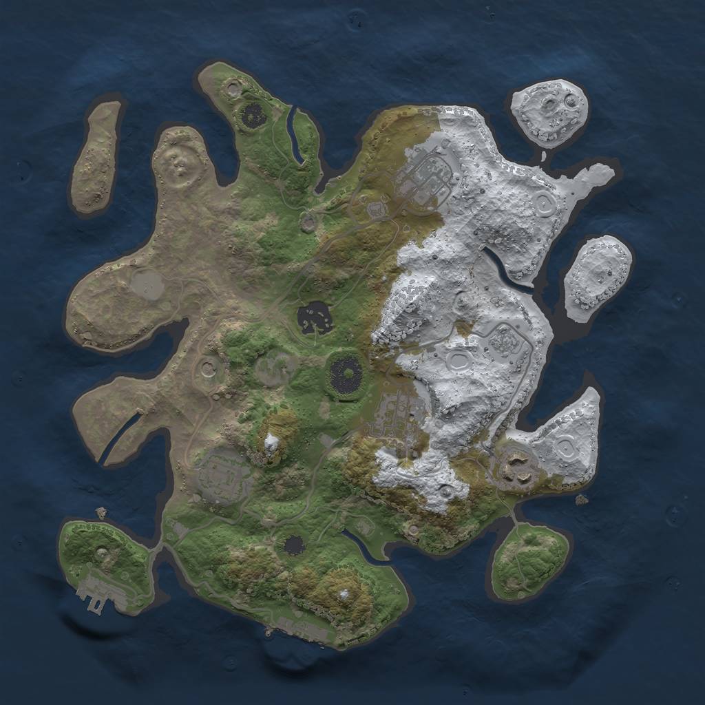 Rust Map: Procedural Map, Size: 3000, Seed: 1887759199, 14 Monuments