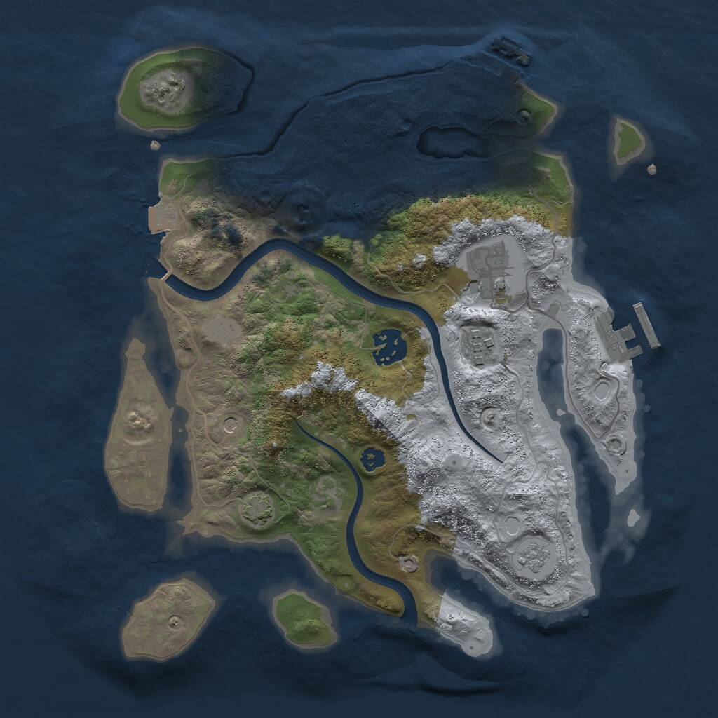 Rust Map: Procedural Map, Size: 3000, Seed: 2224134, 9 Monuments