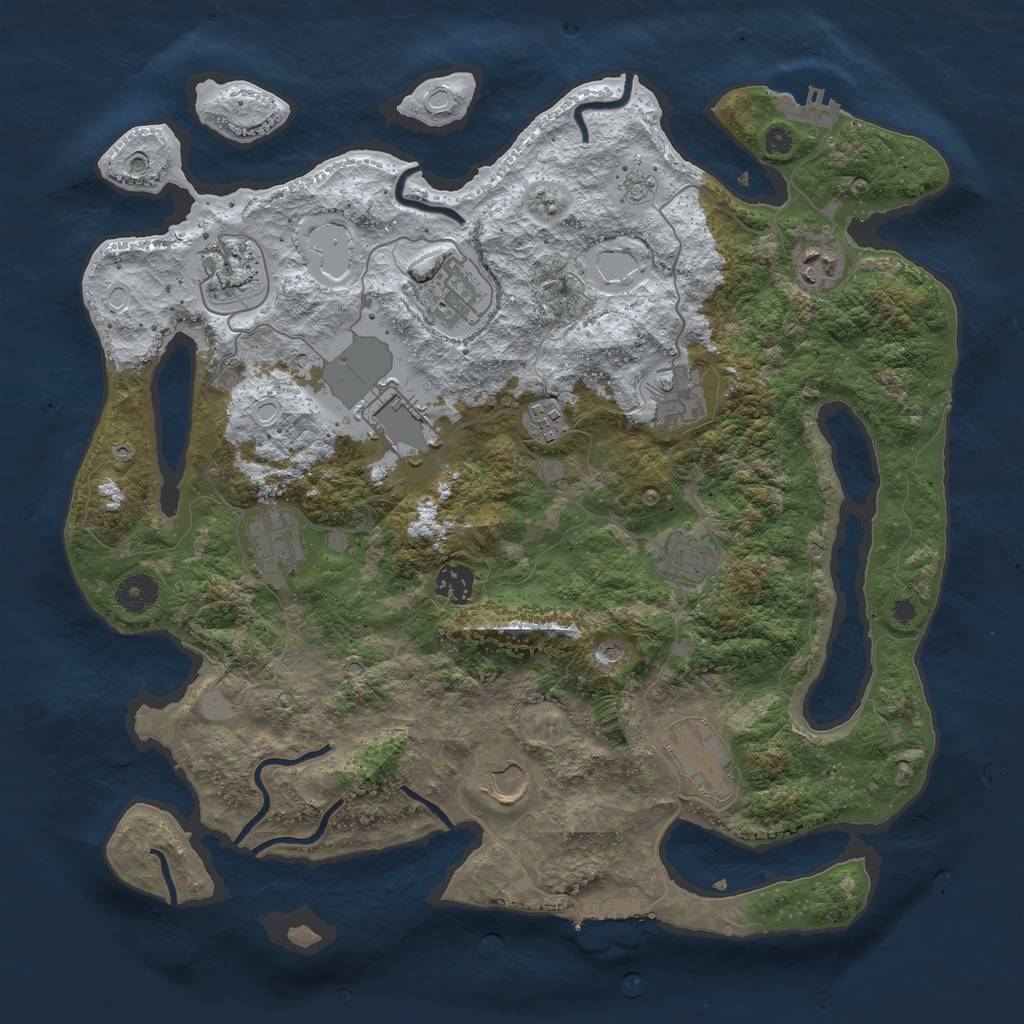 Rust Map: Procedural Map, Size: 3850, Seed: 1853382539, 20 Monuments