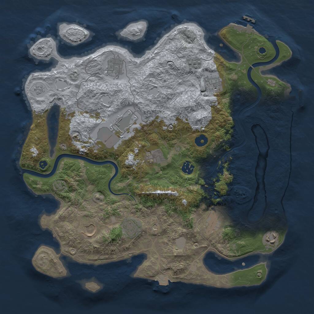 Rust Map: Procedural Map, Size: 3850, Seed: 1853382539, 16 Monuments