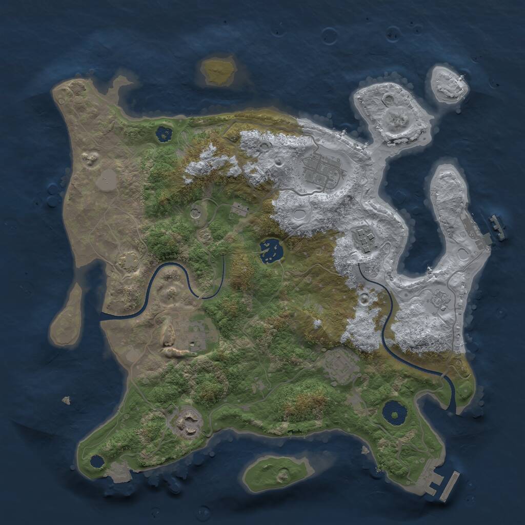 Rust Map: Procedural Map, Size: 3250, Seed: 1024550929, 12 Monuments