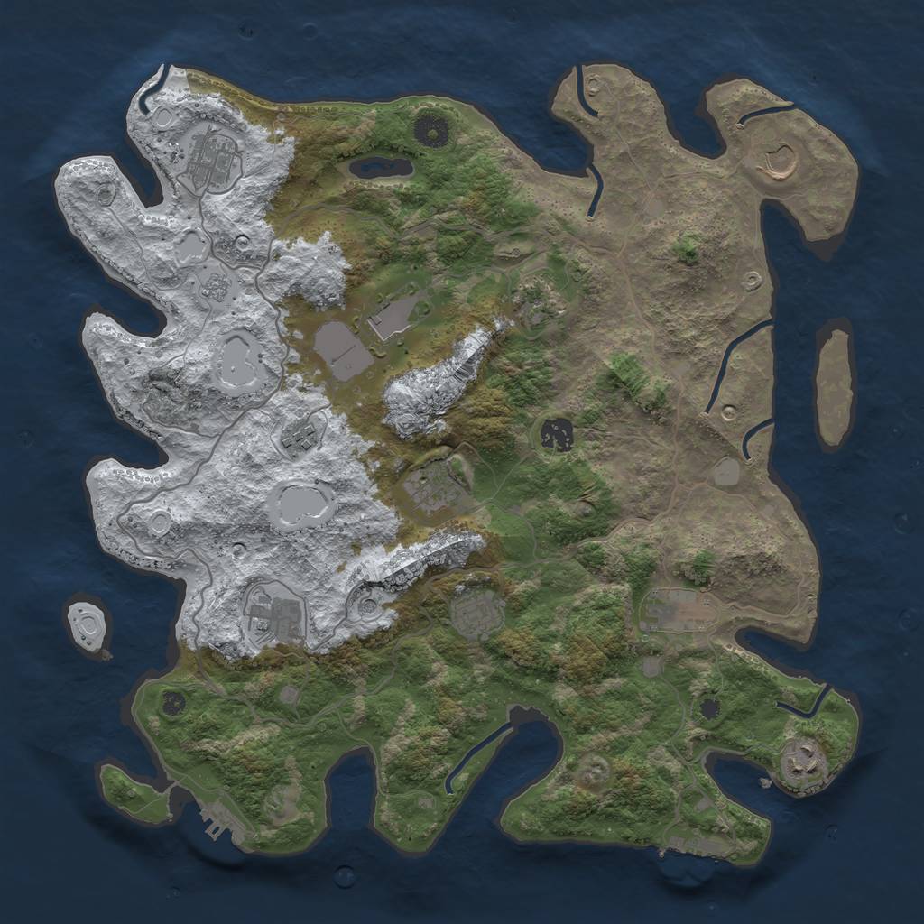 Rust Map: Procedural Map, Size: 4000, Seed: 1012349353, 20 Monuments