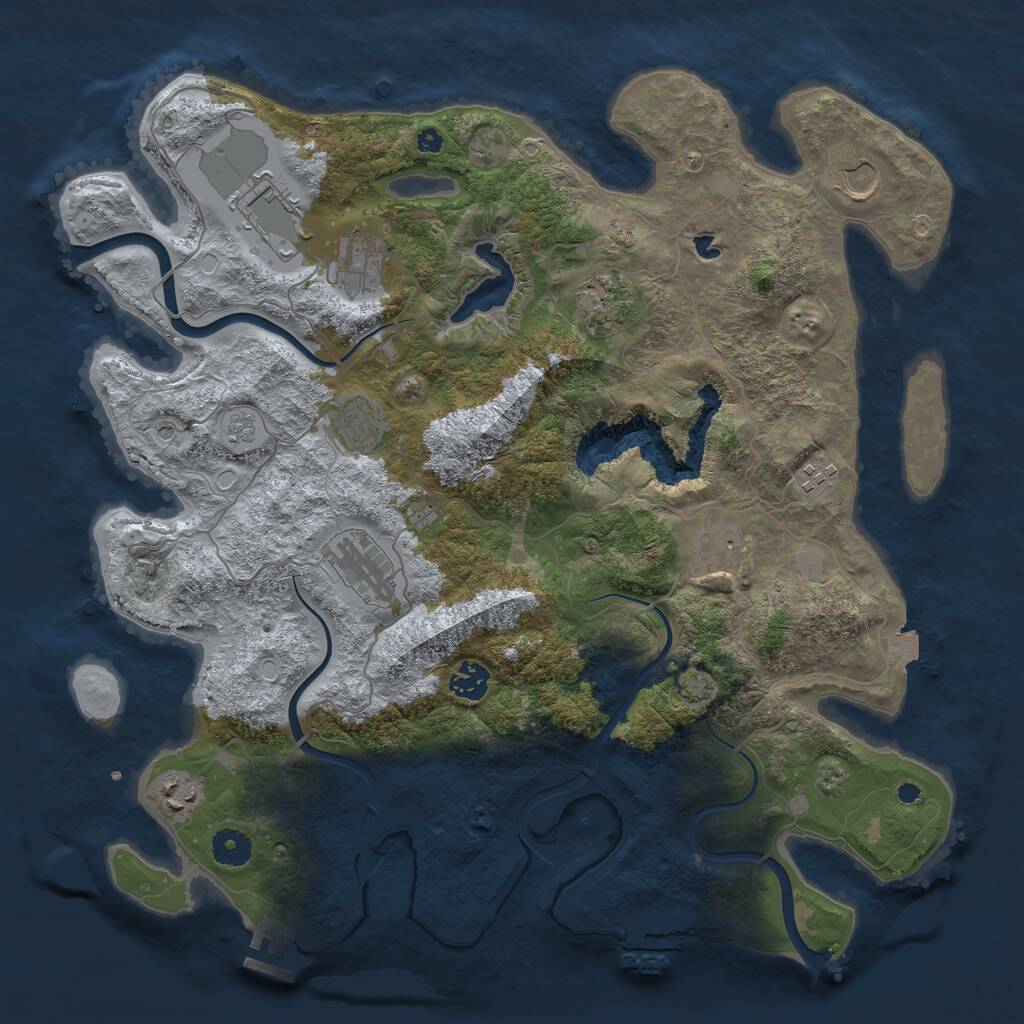 Rust Map: Procedural Map, Size: 4000, Seed: 1012349353, 16 Monuments