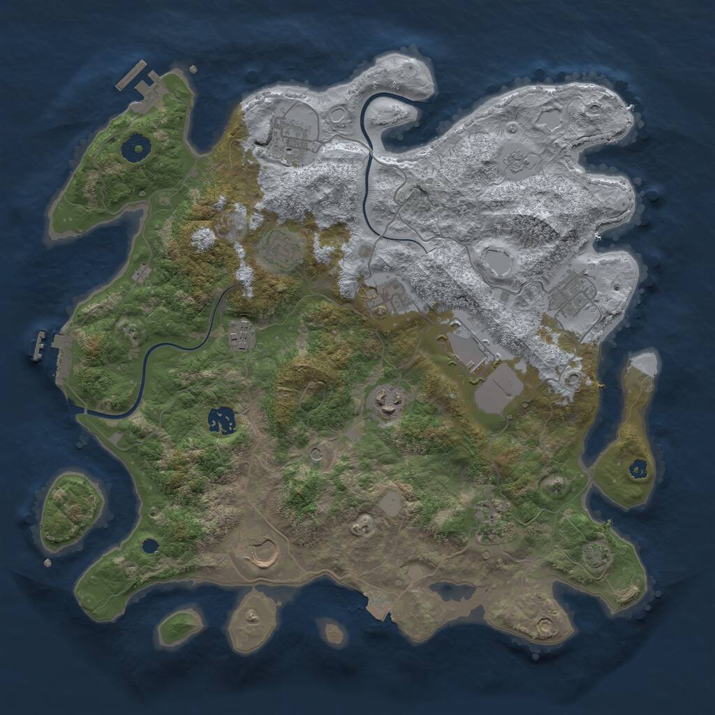 Rust Map: Procedural Map, Size: 3750, Seed: 18723425, 16 Monuments