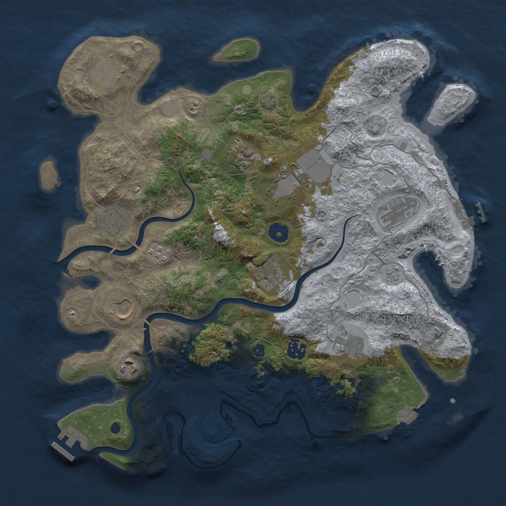 Rust Map: Procedural Map, Size: 3850, Seed: 94804995, 17 Monuments