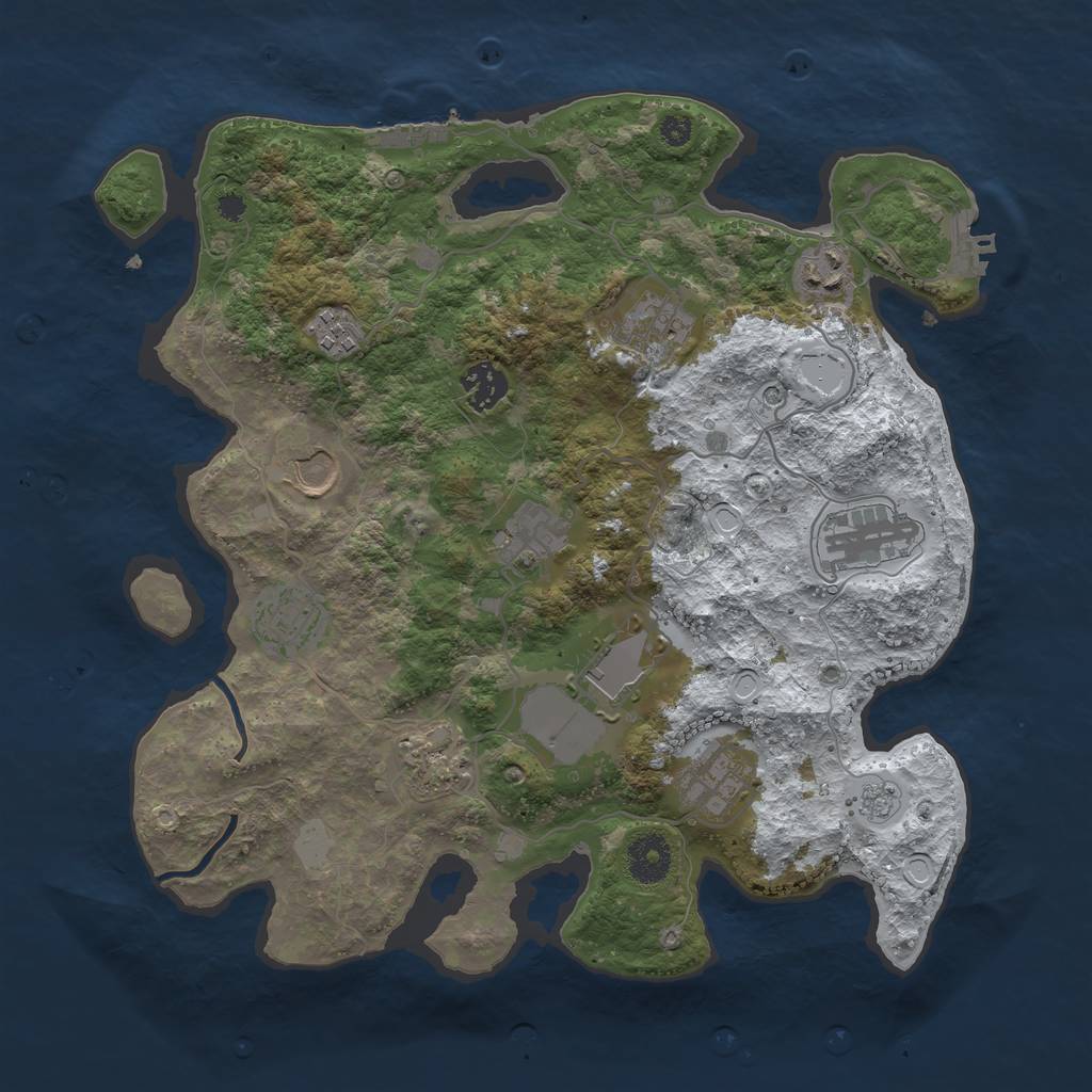 Rust Map: Procedural Map, Size: 3500, Seed: 879665398, 20 Monuments