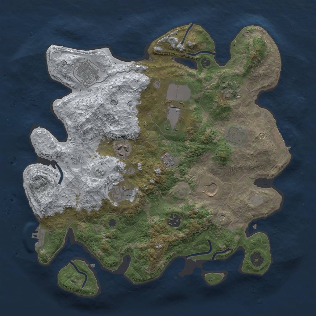 Rust Map: Procedural Map, Size: 3500, Seed: 247550, 18 Monuments