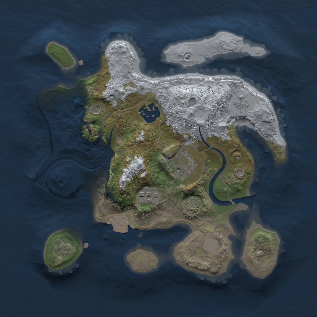 Rust Map: Procedural Map, Size: 2500, Seed: 1810910864, 7 Monuments