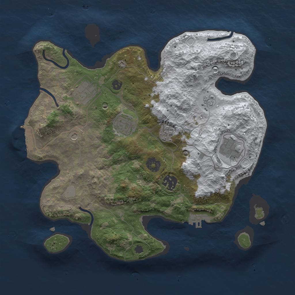 Rust Map: Procedural Map, Size: 3000, Seed: 2228421, 14 Monuments