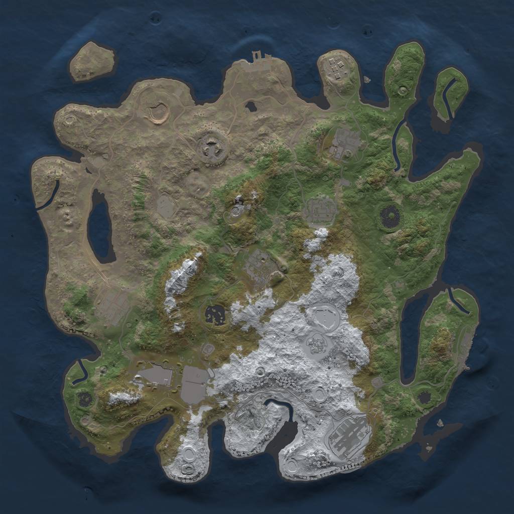 Rust Map: Procedural Map, Size: 3600, Seed: 1848462164, 19 Monuments