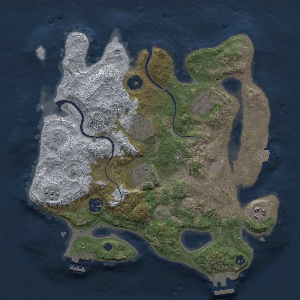 Rust Map: Procedural Map, Size: 3100, Seed: 42, 12 Monuments