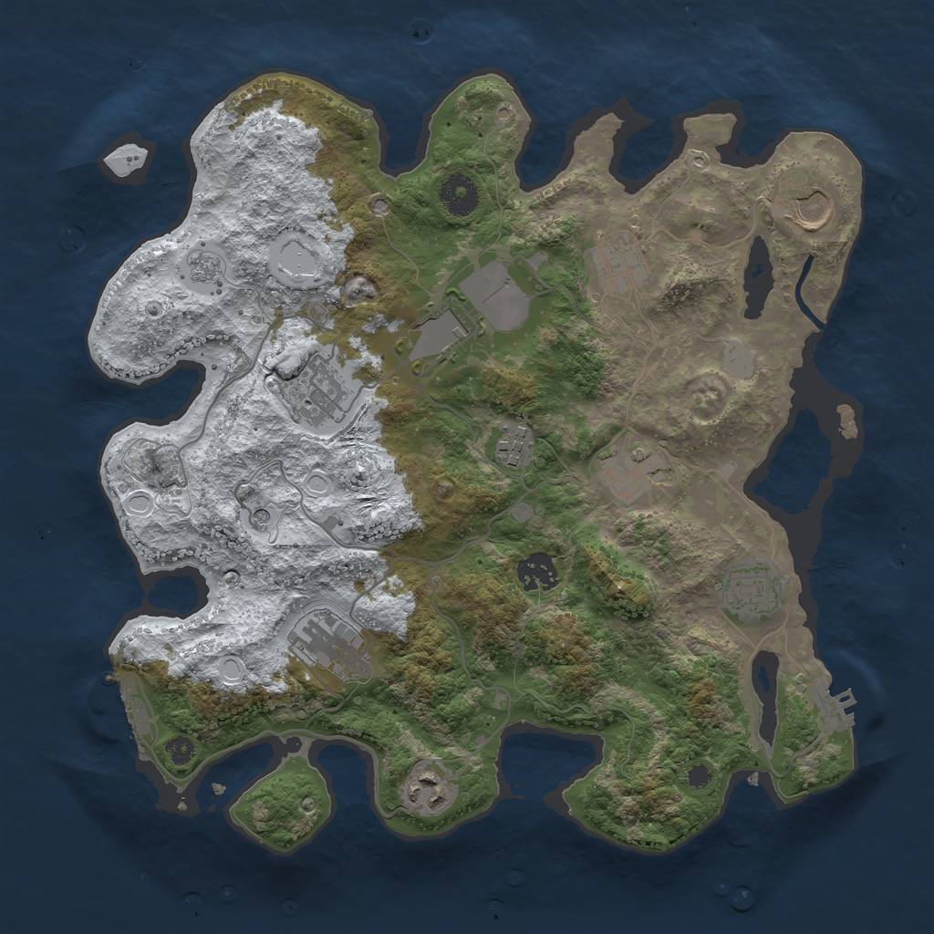 Rust Map: Procedural Map, Size: 3500, Seed: 498195537, 19 Monuments