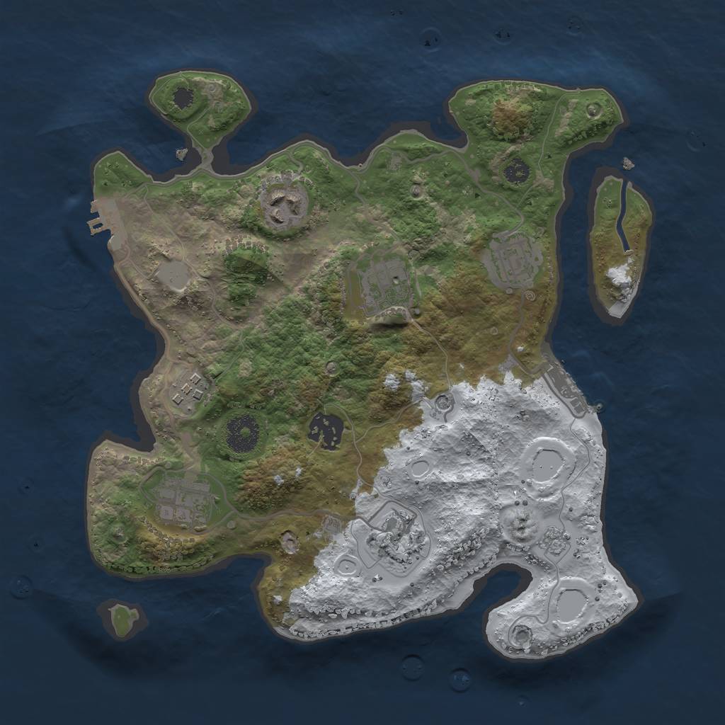 Rust Map: Procedural Map, Size: 3000, Seed: 4353453, 16 Monuments