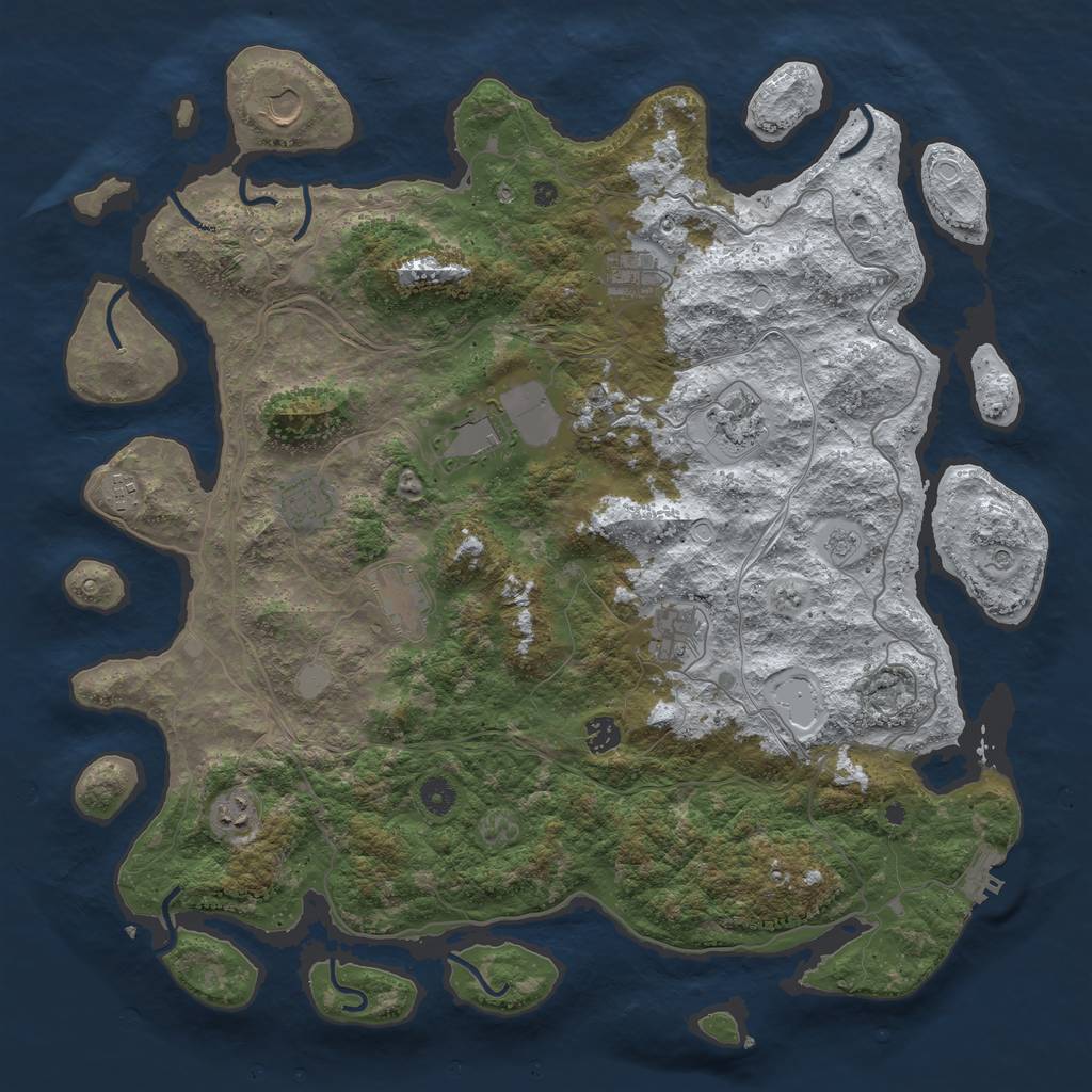 Rust Map: Procedural Map, Size: 4500, Seed: 967622389, 18 Monuments