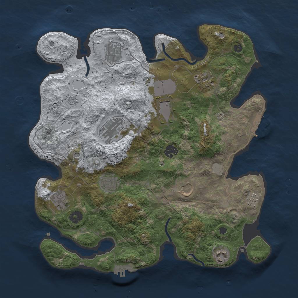 Rust Map: Procedural Map, Size: 3500, Seed: 2137466507, 19 Monuments