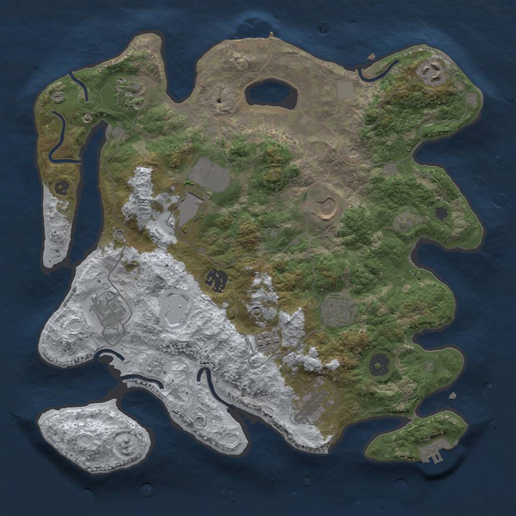 Rust Map: Procedural Map, Size: 3500, Seed: 1893329298, 18 Monuments