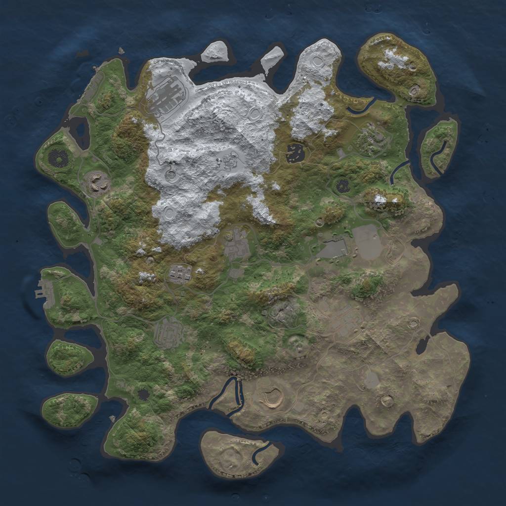 Rust Map: Procedural Map, Size: 3800, Seed: 1892666690, 19 Monuments