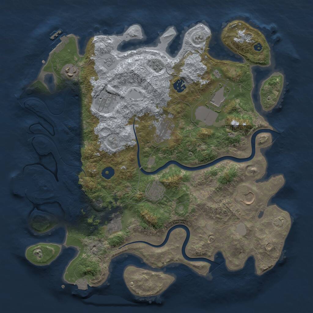 Rust Map: Procedural Map, Size: 3800, Seed: 1892666690, 15 Monuments