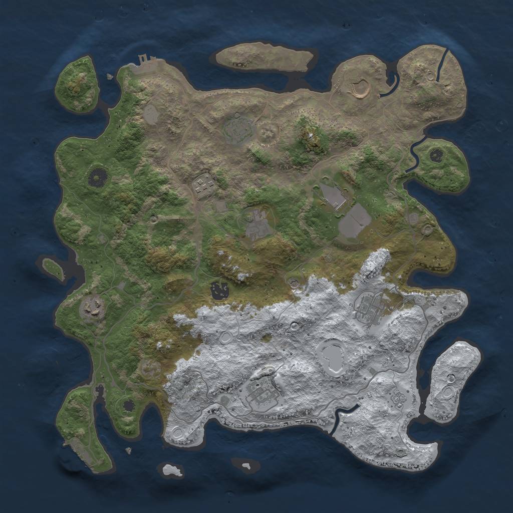 Rust Map: Procedural Map, Size: 4000, Seed: 1025501045, 18 Monuments