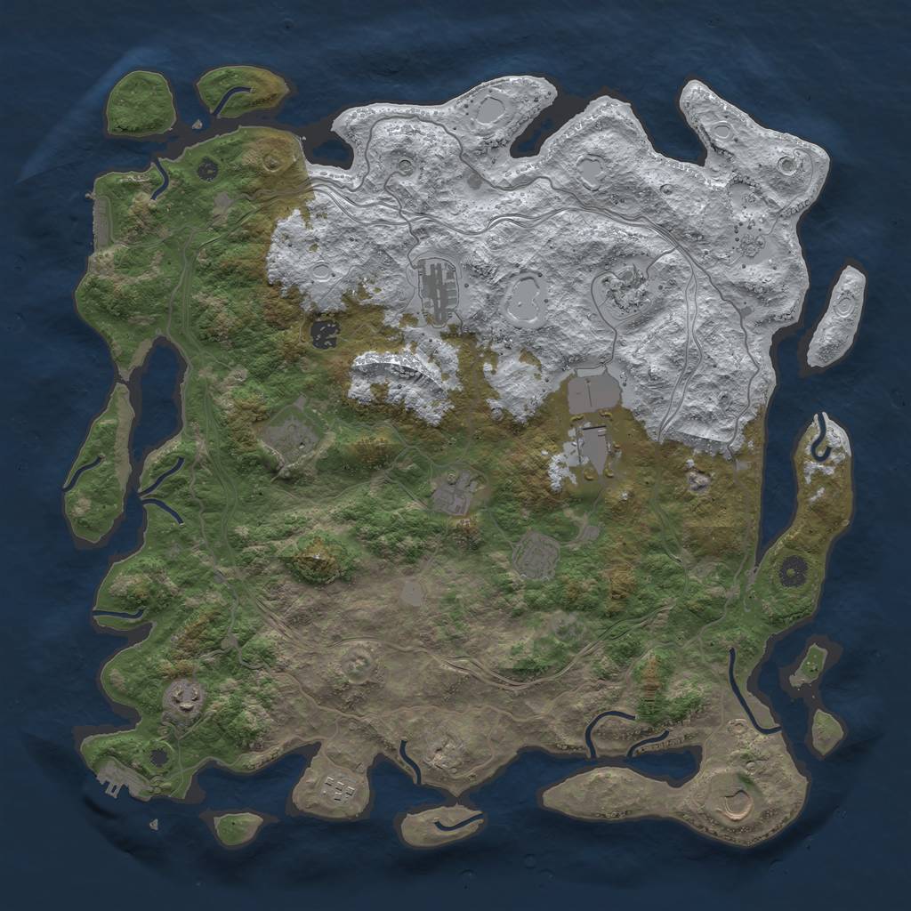 Rust Map: Procedural Map, Size: 4500, Seed: 1816585960, 19 Monuments