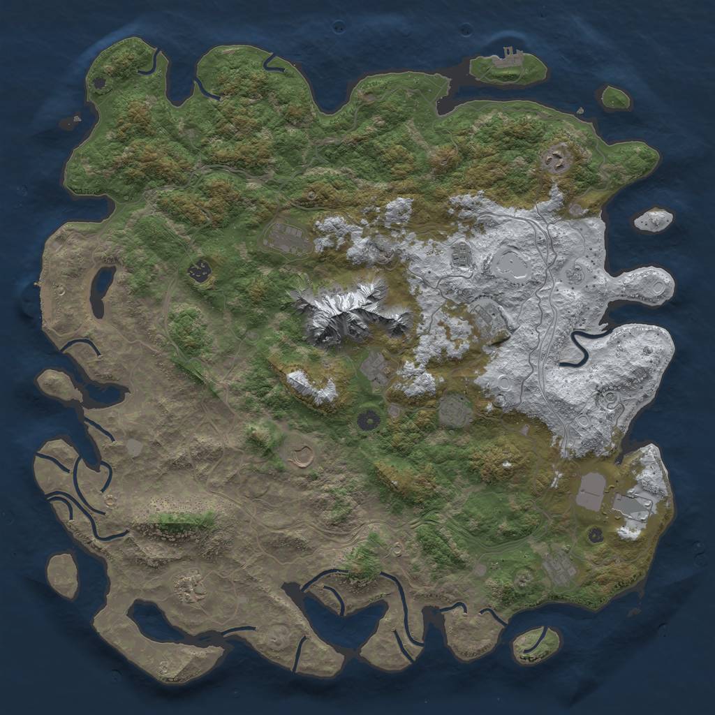 Rust Map: Procedural Map, Size: 5000, Seed: 13629, 20 Monuments