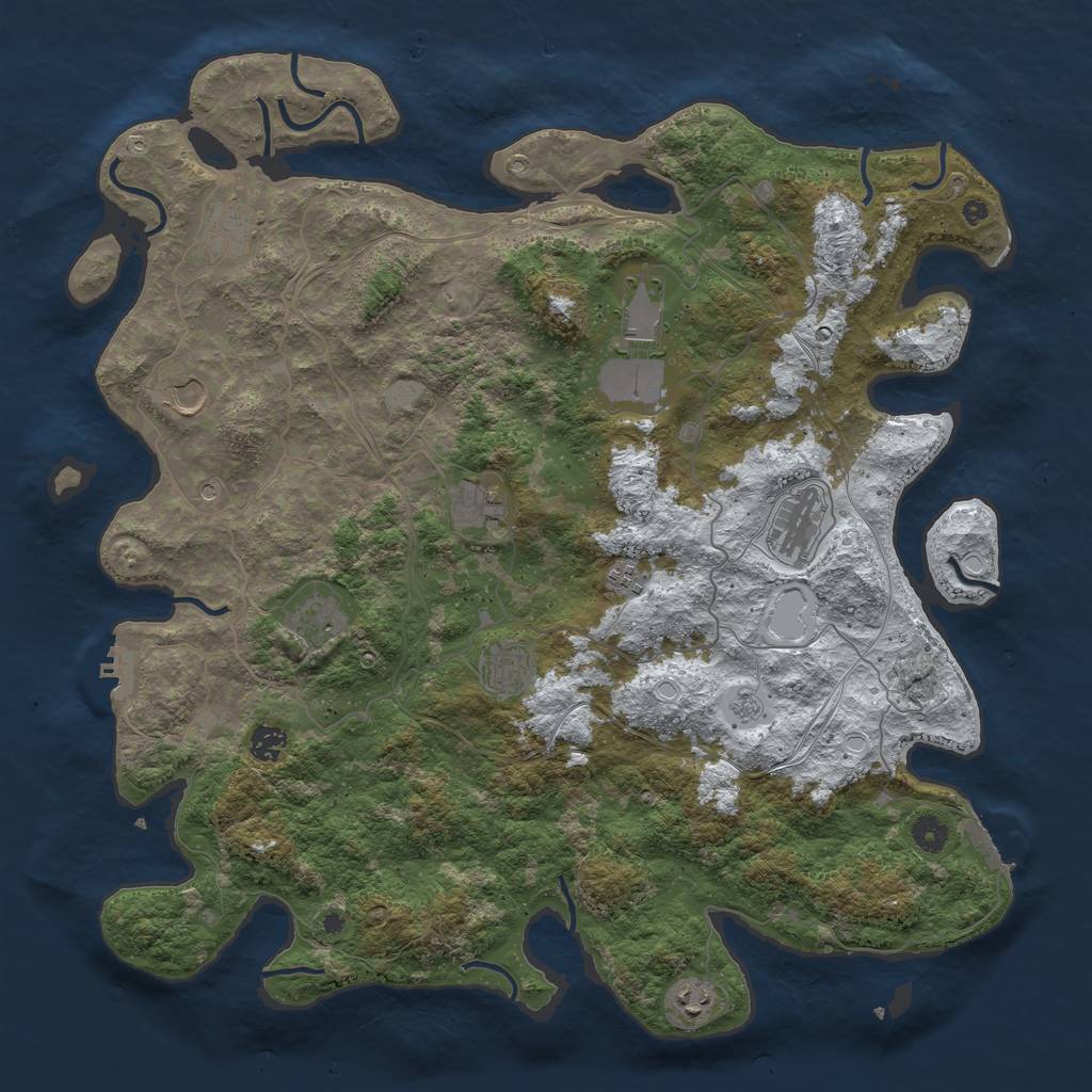Rust Map: Procedural Map, Size: 4500, Seed: 1889445153, 19 Monuments