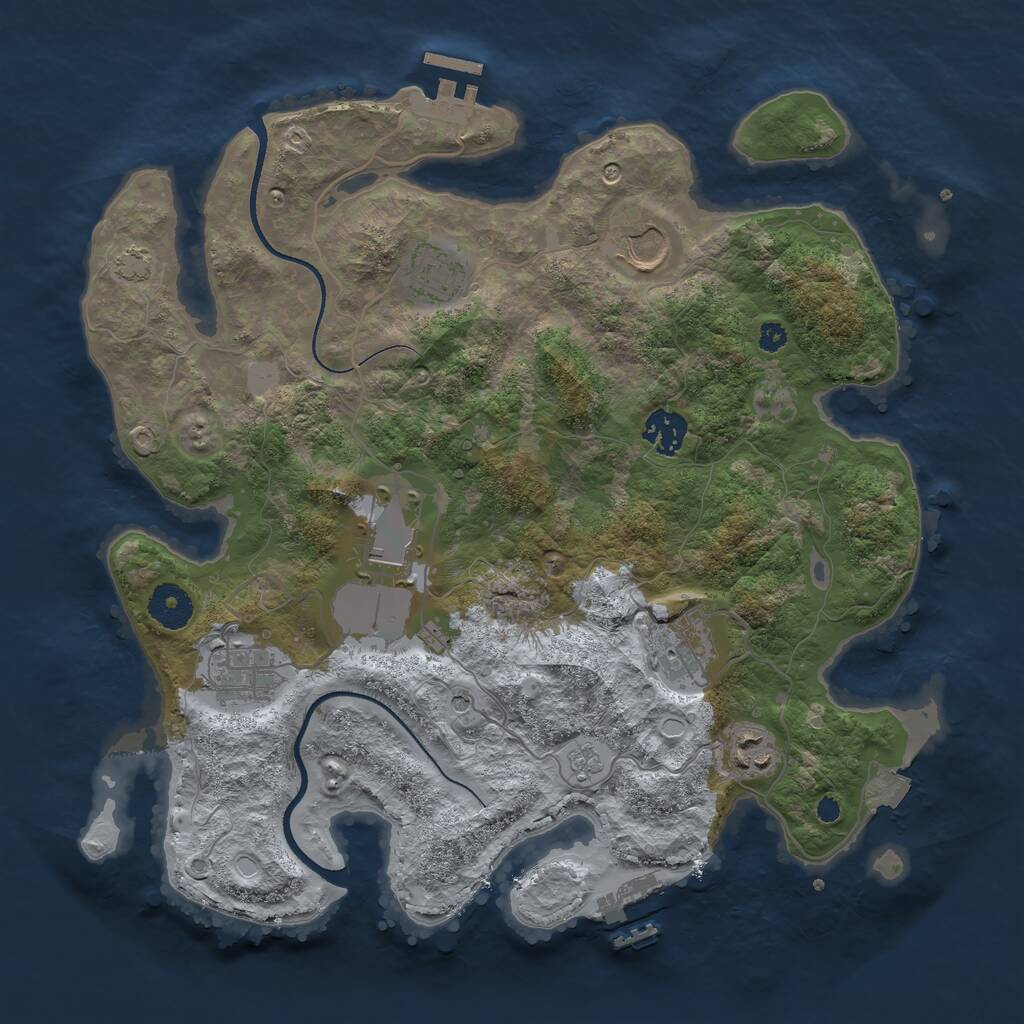 Rust Map: Procedural Map, Size: 3500, Seed: 793830550, 13 Monuments