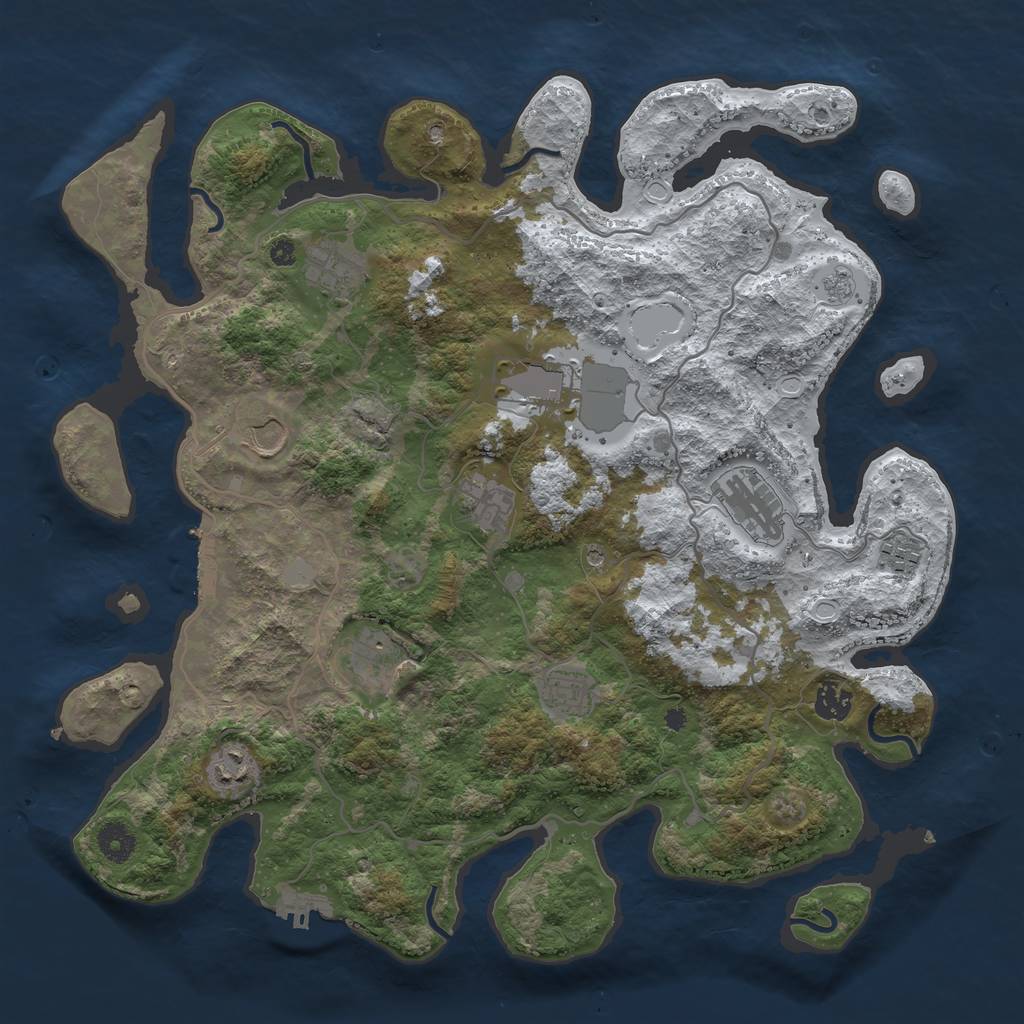 Rust Map: Procedural Map, Size: 4000, Seed: 684135, 19 Monuments