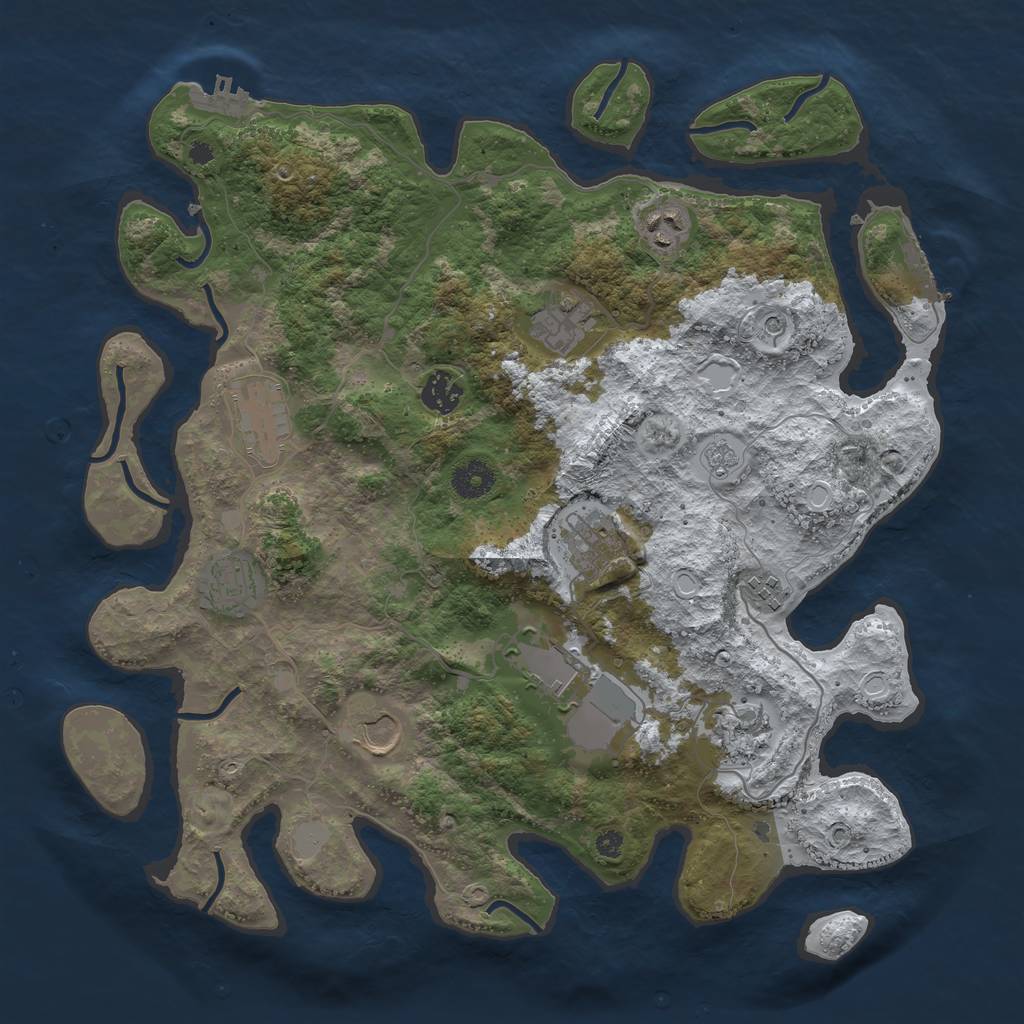 Rust Map: Procedural Map, Size: 3800, Seed: 9615303, 19 Monuments