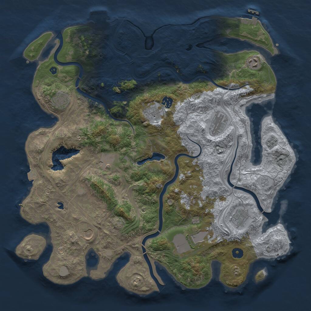 Rust Map: Procedural Map, Size: 4250, Seed: 958078535, 17 Monuments