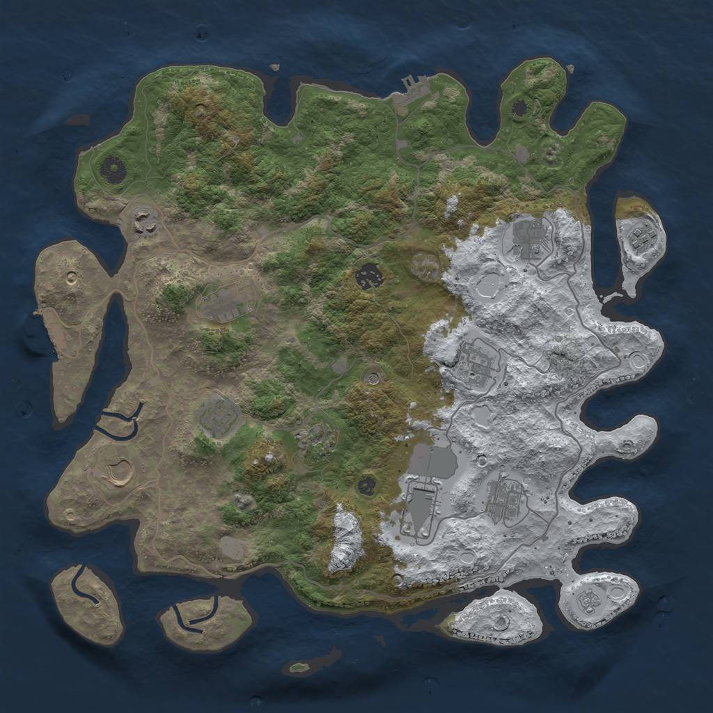 Rust Map: Procedural Map, Size: 4000, Seed: 676263621, 20 Monuments