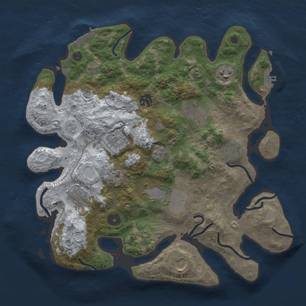 Rust Map: Procedural Map, Size: 3500, Seed: 144026, 18 Monuments