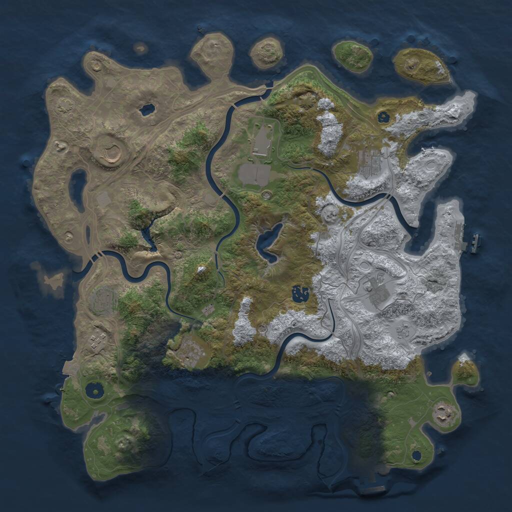 Rust Map: Procedural Map, Size: 4300, Seed: 654975, 15 Monuments