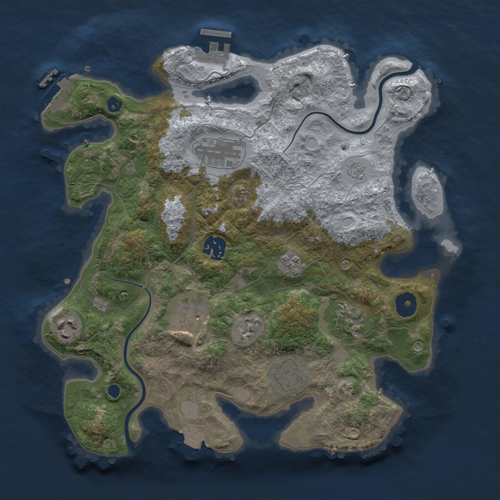 Rust Map: Procedural Map, Size: 3250, Seed: 610645473, 11 Monuments