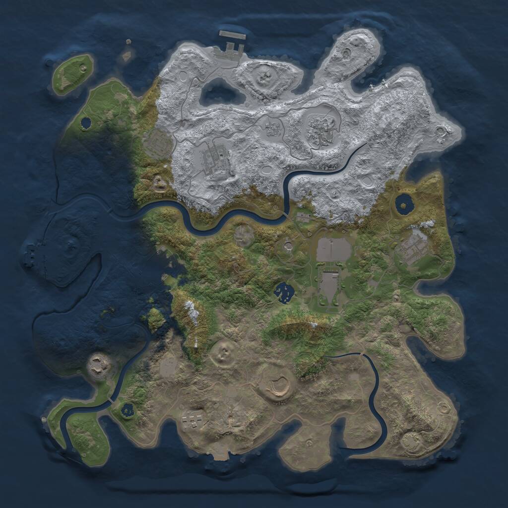 Rust Map: Procedural Map, Size: 3850, Seed: 143075620, 16 Monuments