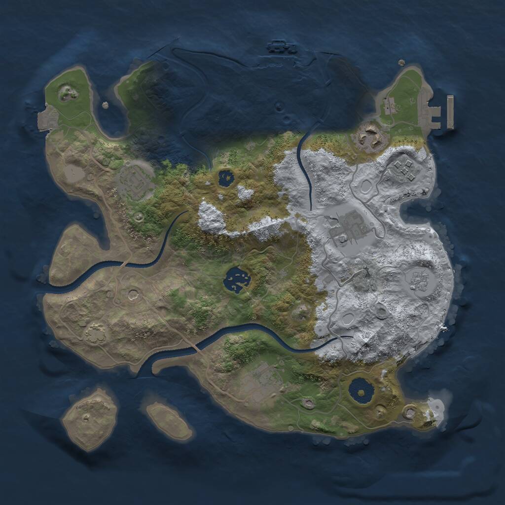 Rust Map: Procedural Map, Size: 3034, Seed: 17000, 12 Monuments