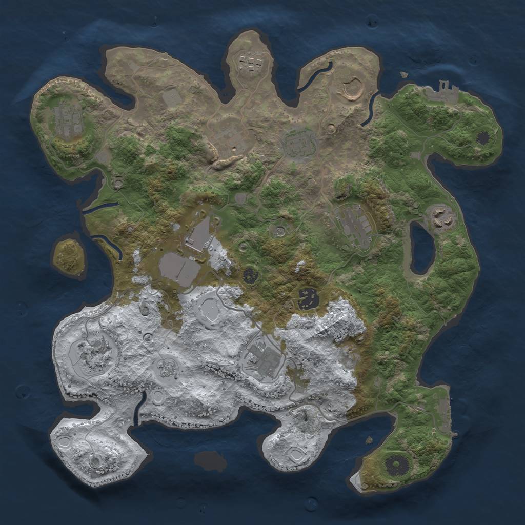 Rust Map: Procedural Map, Size: 3500, Seed: 761171387, 20 Monuments